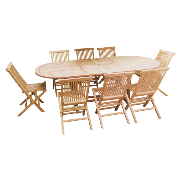 Oval Single Extending 180/240cm Table Set with Folding Chairs
