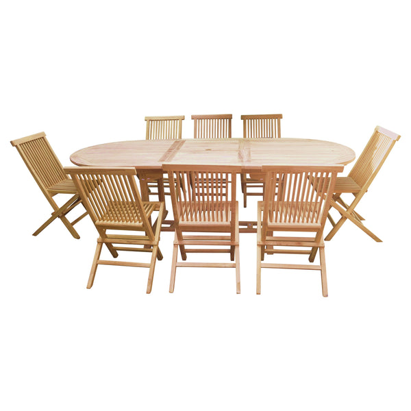 Oval Double Extending 180/240cm Table Set with Folding Chairs