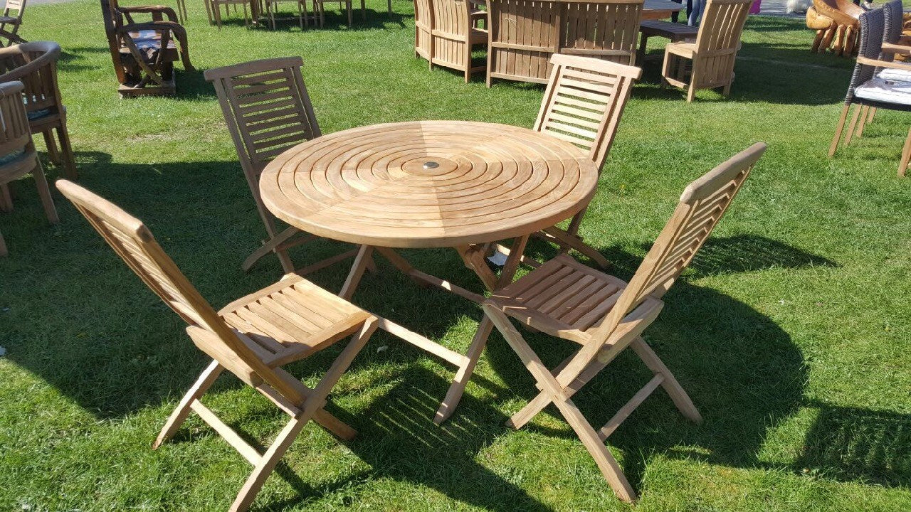 Ripple Round 120cm Teak Folding Table