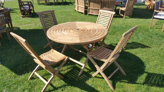 Ripple Round 120cm Teak Folding Table