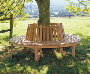 Teak Tree Bench Round to fit 1 Metre Tree Base Three Sections