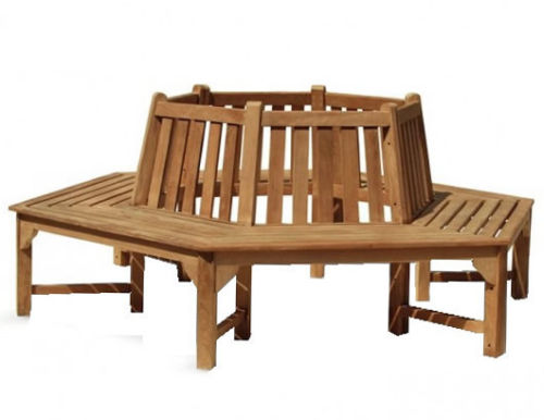 Teak Tree Bench Hex to fit 1 Metre Tree Base Three Sections