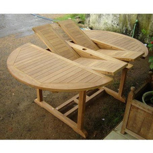 4-8 Seat 1.7m Teak Double Extending Round Garden Table